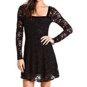 Free People Y2K Lace Velvet Mini Dress Whimsigoth Witchy Romantic Goth Grunge XS